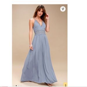 NWT Lulus This is Love Slate Blue Maxi Dress Small